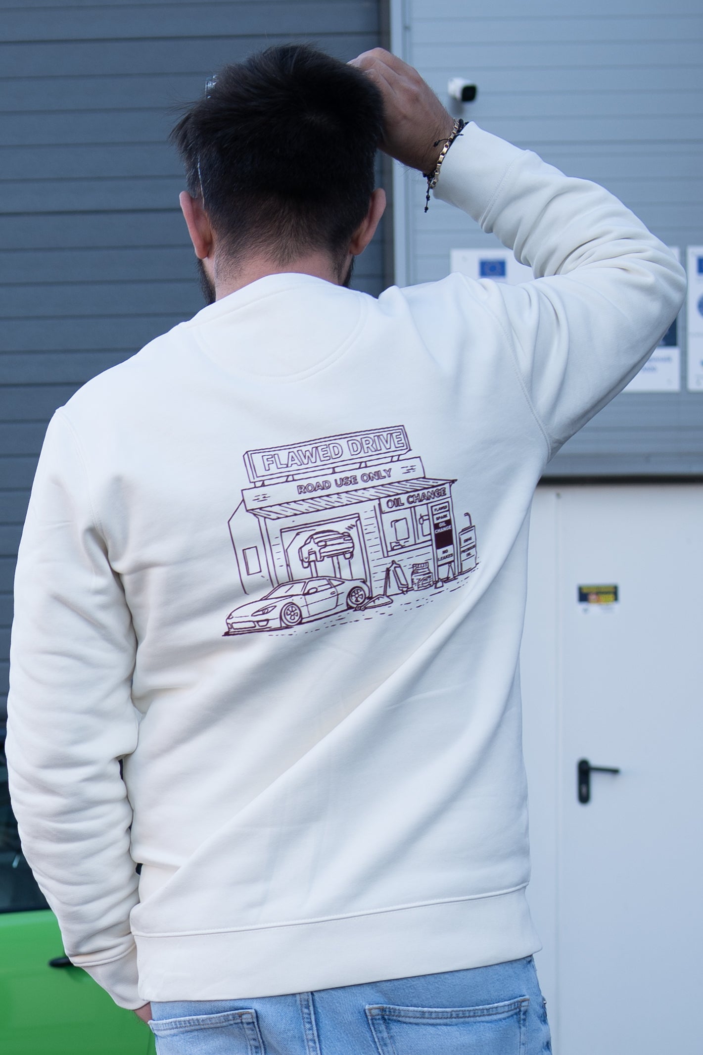 FLAWED DRIVE Garage Sweater